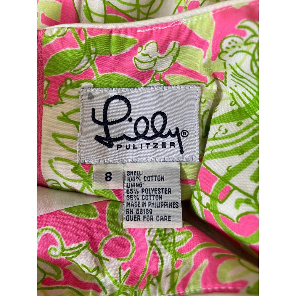 Lilly Pulitzer Vintage Shift Dress Pink Green Safari Jungle Animal Print Cotton - Picture 4 of 5